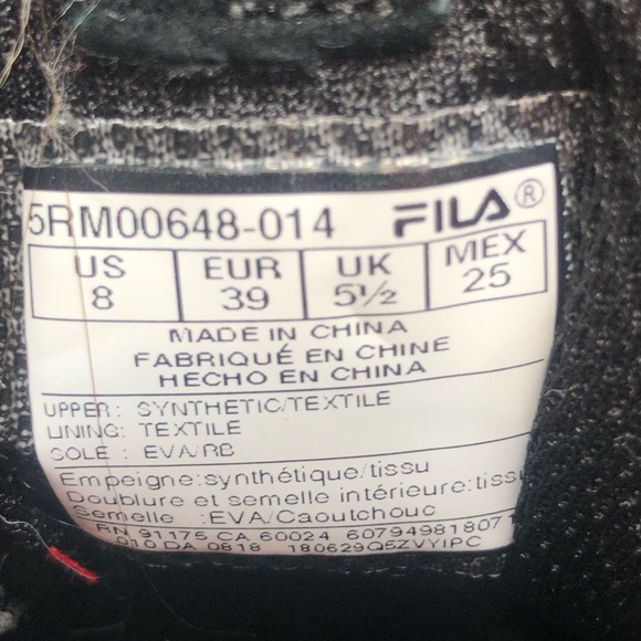 Fila‎ Ray Tracer 5RM00648-014 Womens Black Mesh Lace-Up Sneaker Size 8 - Picture 8 of 8